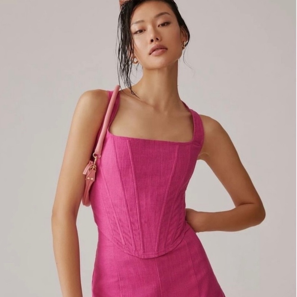 Aureta Sophia Pink Bustier Corset Tank Top Size Small